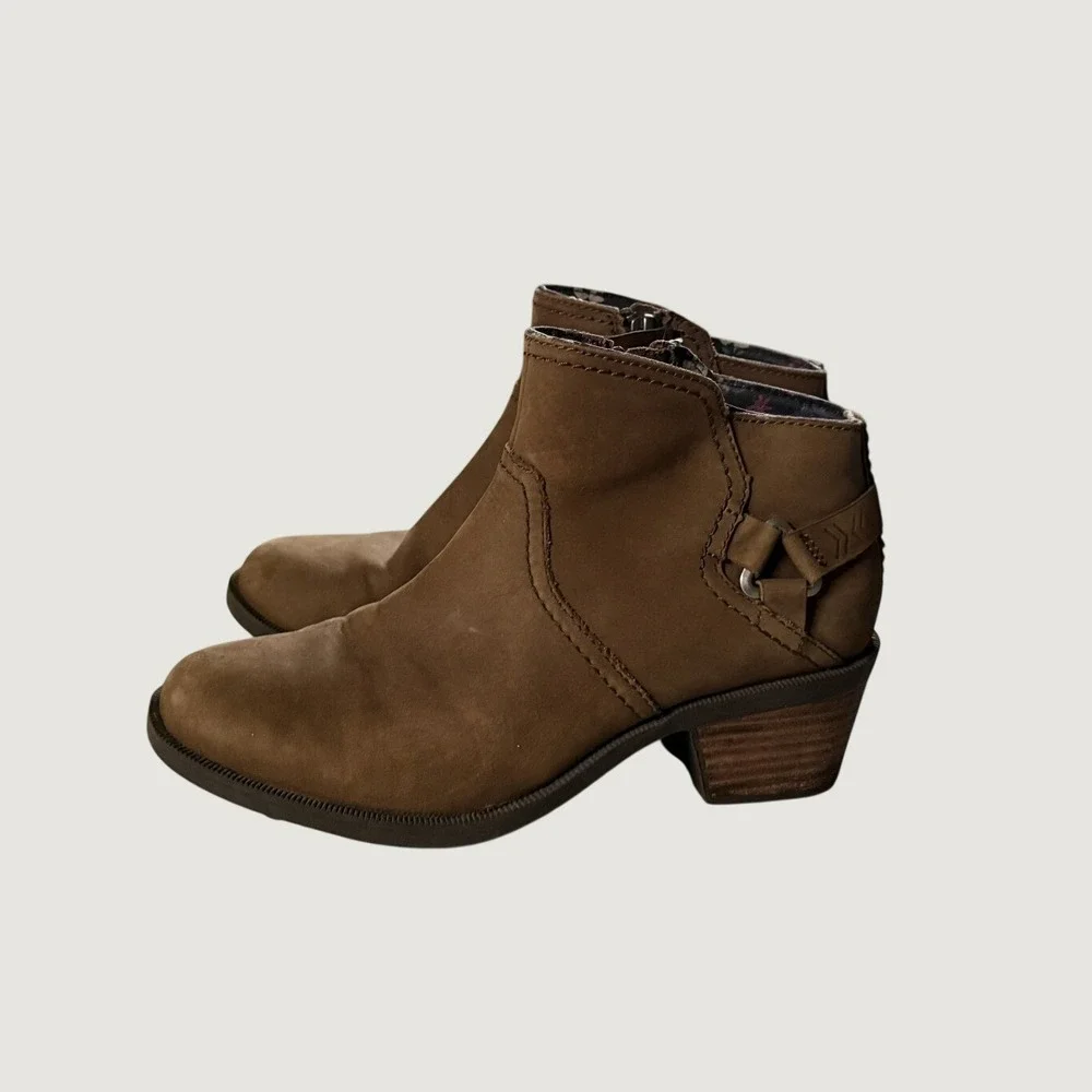 Teva De La Vina Brown Leather Ankle Boots Floral Lining Womens 6.5 1008317